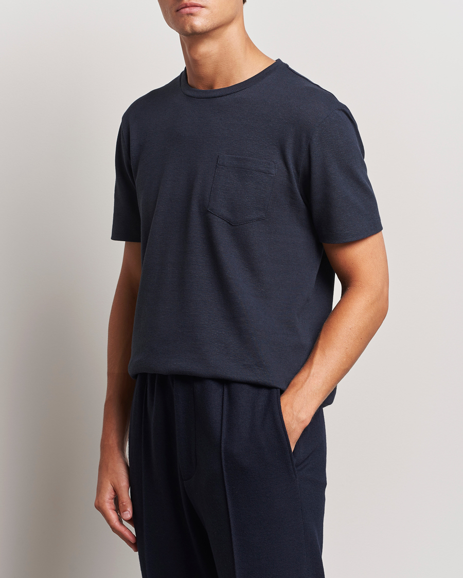 Herre |  | Ralph Lauren Purple Label | Knitted Pocket T-Shirt Navy