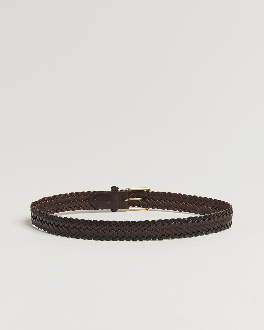 Herre |  | Ralph Lauren Purple Label | Braided Leather Belt Dark Brown Calf