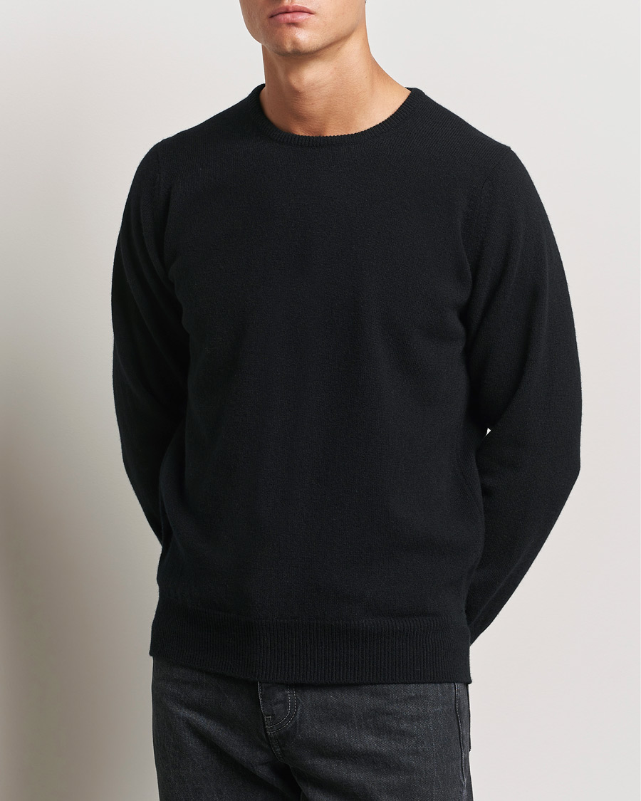 Herre | Pullovers med rund hals | William Lockie | Rob Lambswool Crewneck Black