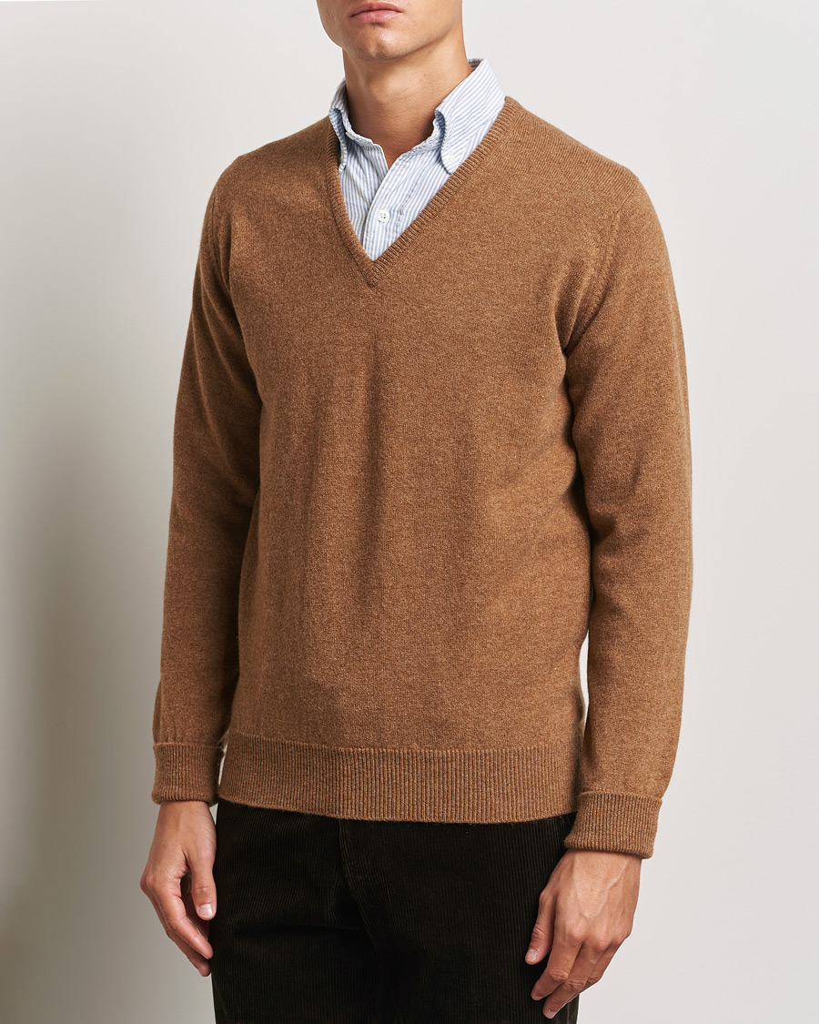 Herre | Trøjer | William Lockie | Rob Lambswool V-Neck Savannah