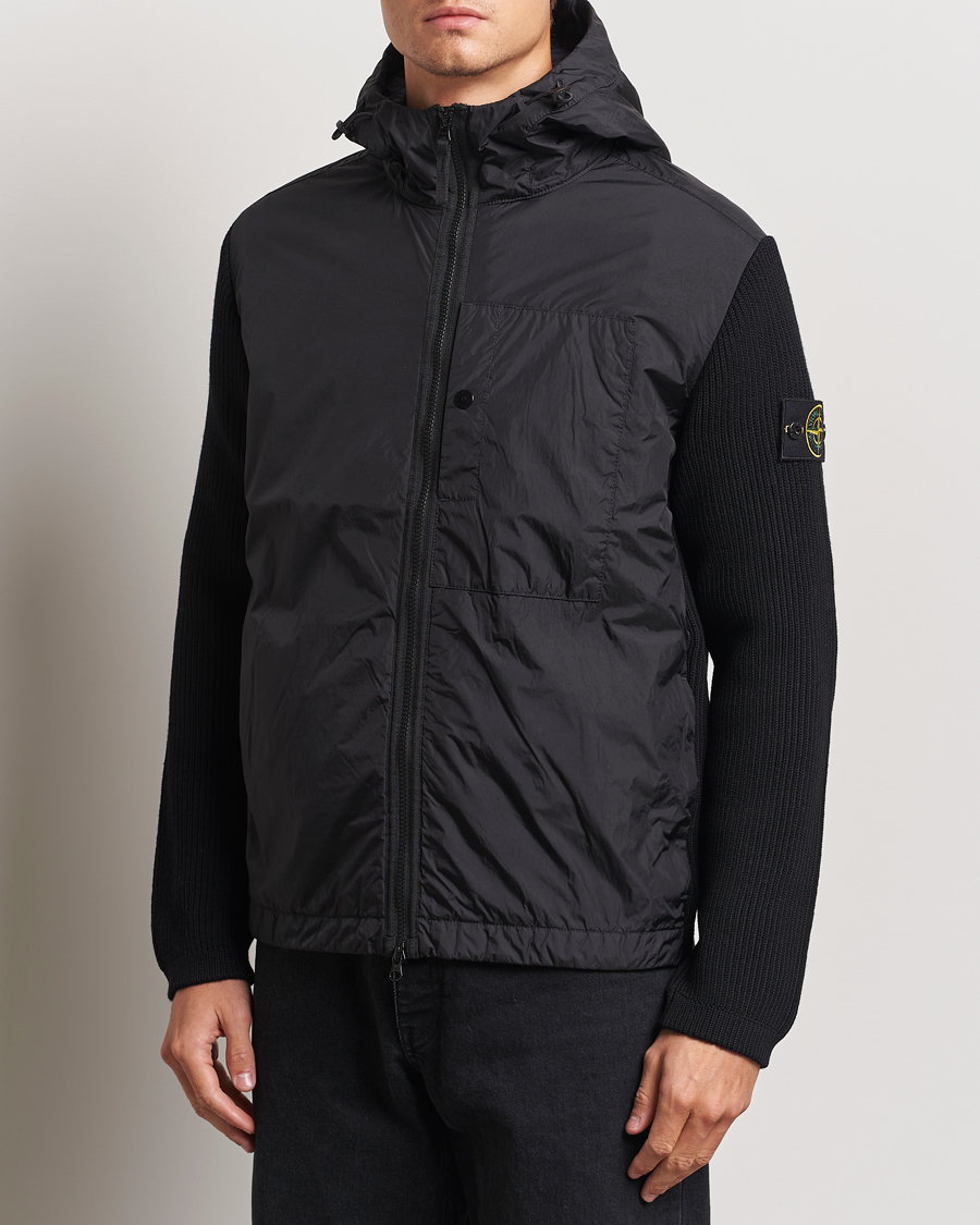 Herre |  | Stone Island | Crinkle Reps Hybrid Wool Jacket Black