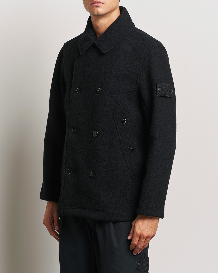 Herre | Efterårsjakker | Stone Island | Ghost Wool/Cashmere Peacoat Black