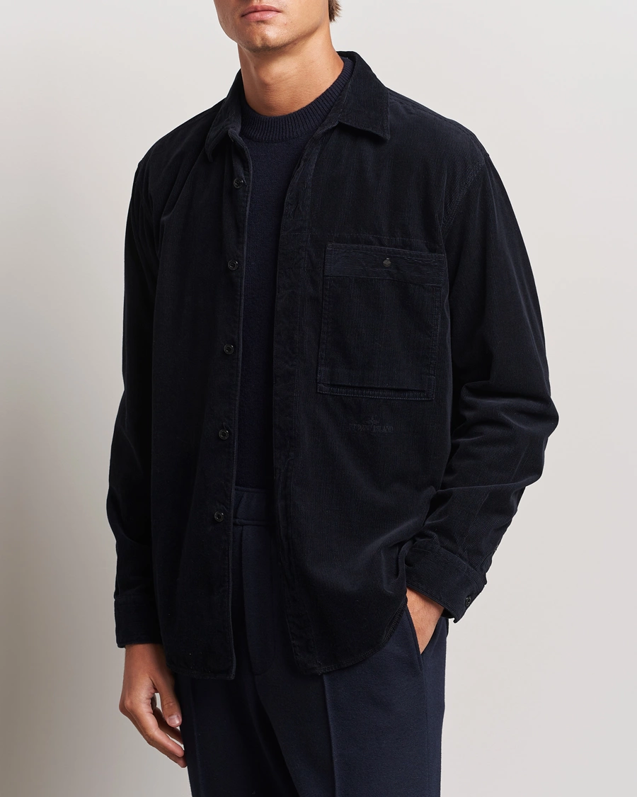 Herre | Casual | Stone Island | Cotton Cord Overshirt Navy Blue