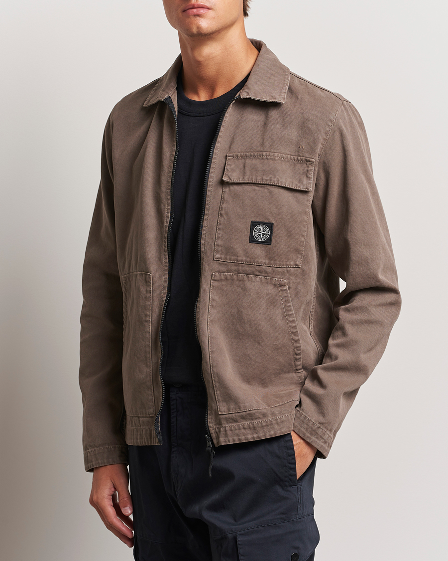 Herre |  | Stone Island | Panama Cotton Overshirt Walnut