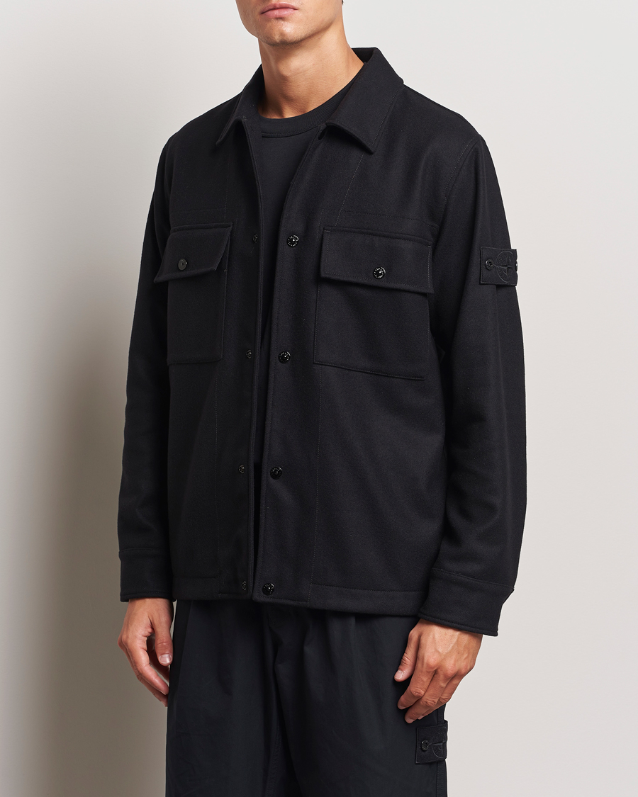 Herre | Forårsjakker | Stone Island | Ghost Wool/Nylon Flannel Overshirt Black