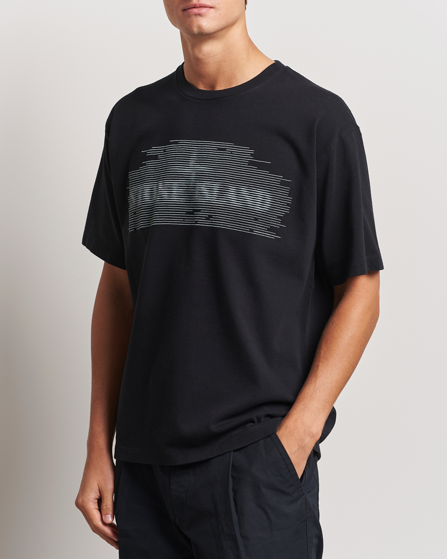 Herre | T-Shirts | Stone Island | Garment Dyed Embroidery Logo T-Shirt Black