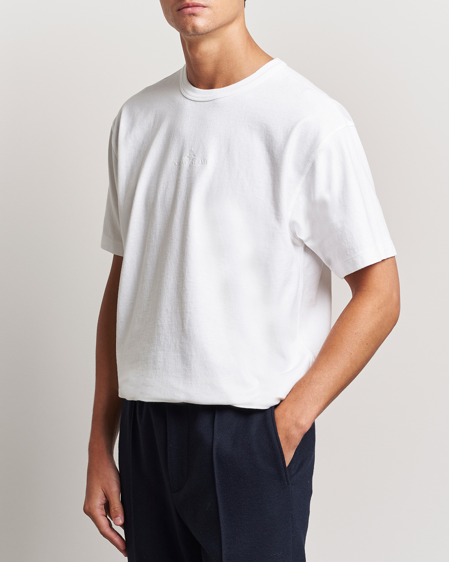 Herre |  | Stone Island | Old Dyed Cotton Logo T-Shirt White