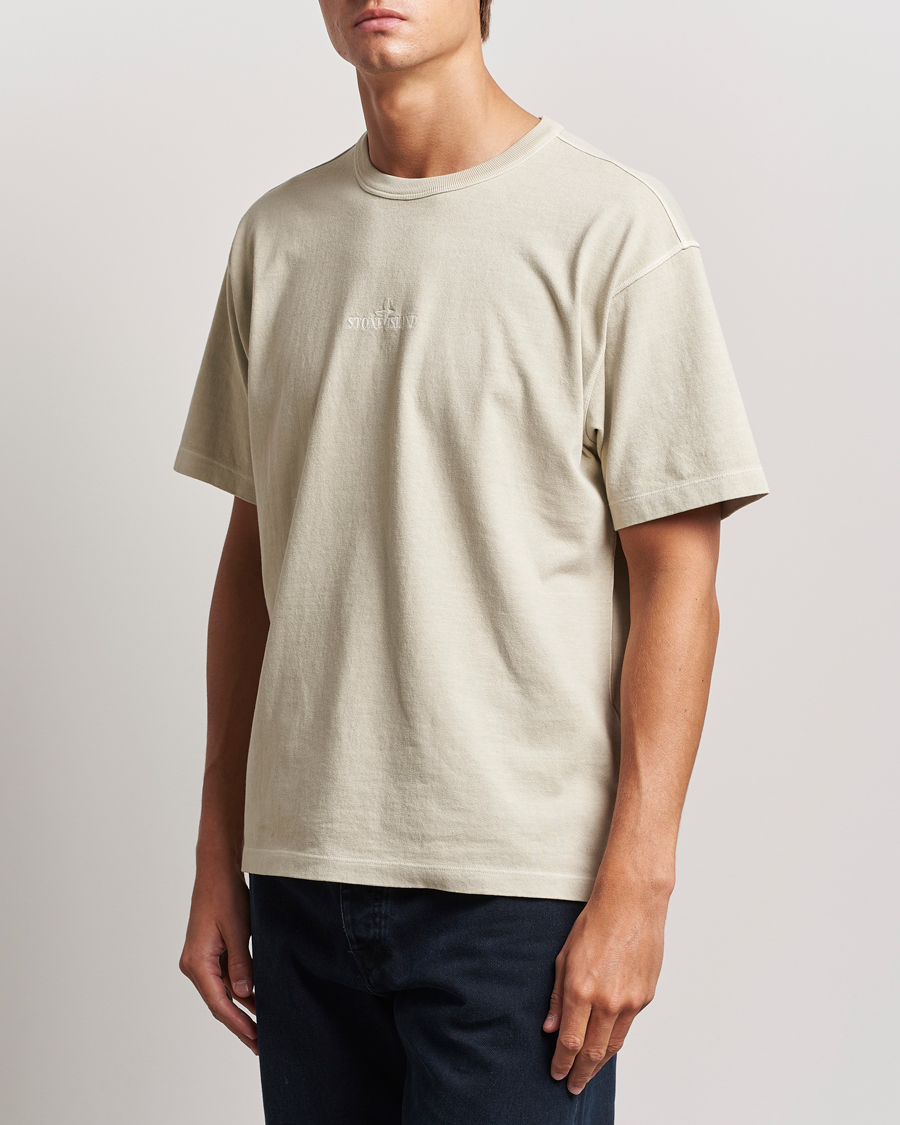 Herre |  | Stone Island | Old Dyed Cotton Logo T-Shirt Plaster
