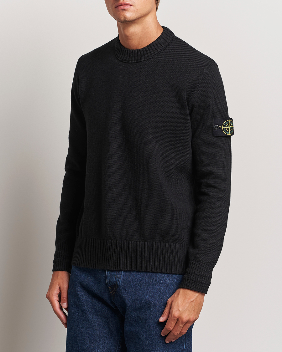 Herre |  | Stone Island | Winter Cotton Knitted Crew Neck Black