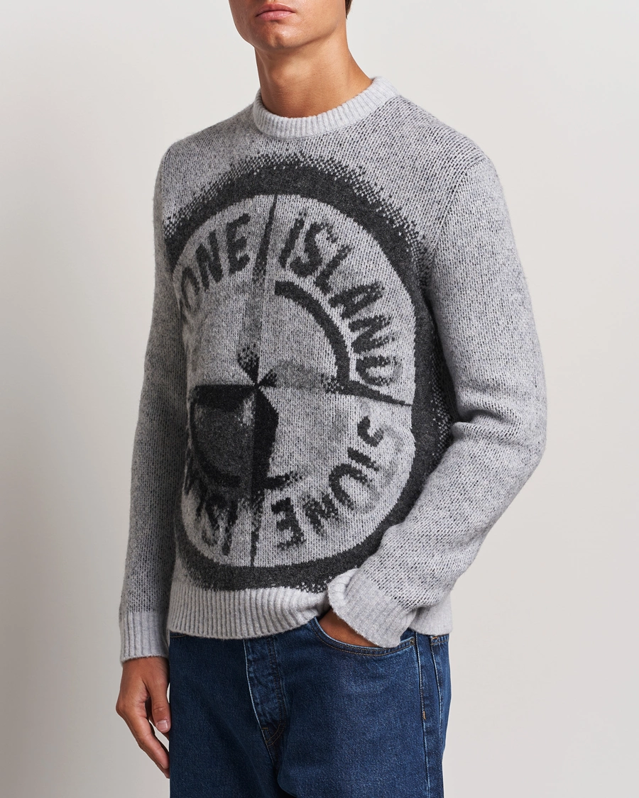 Herre | Nye varemærker | Stone Island | Jaquard Knitted Wool Crew Neck Grey