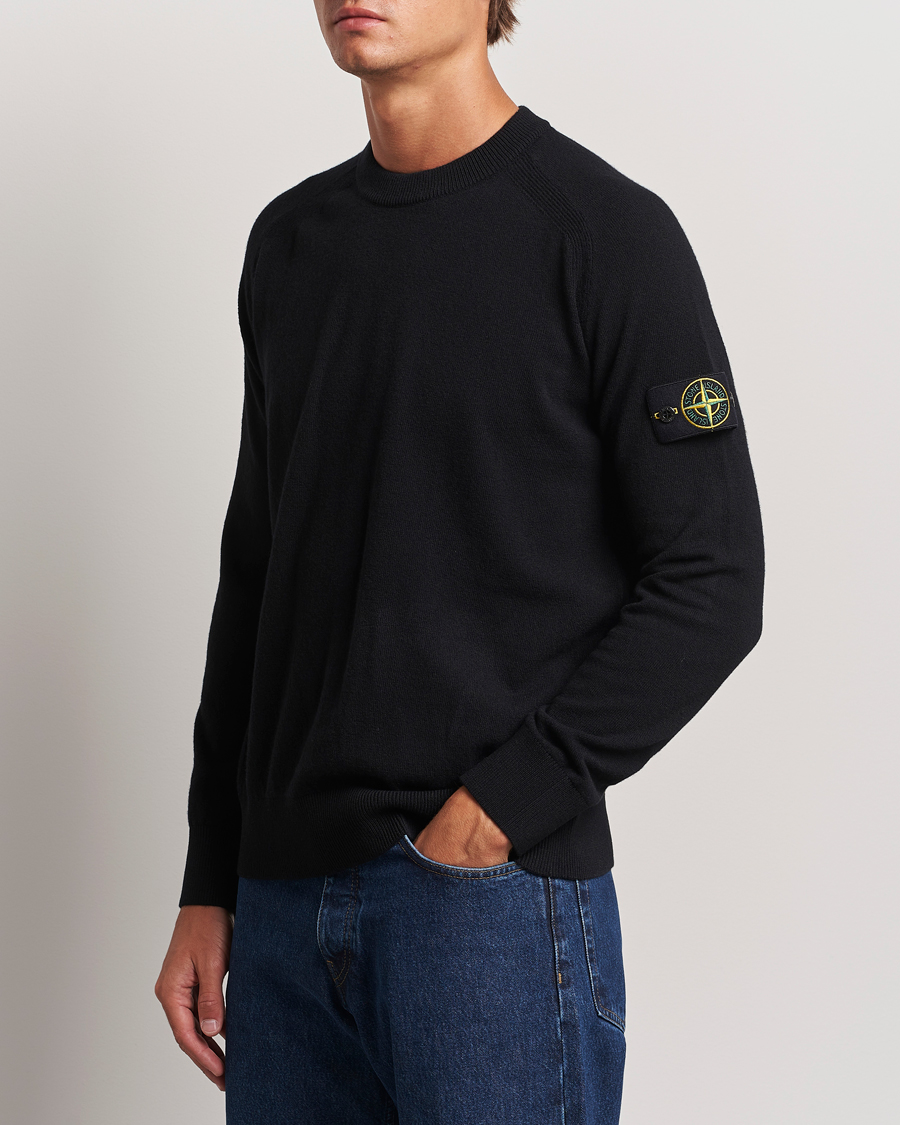 Herre | Strikkede trøjer | Stone Island | Cardigan Knit Geelong Wool Crew Neck Black