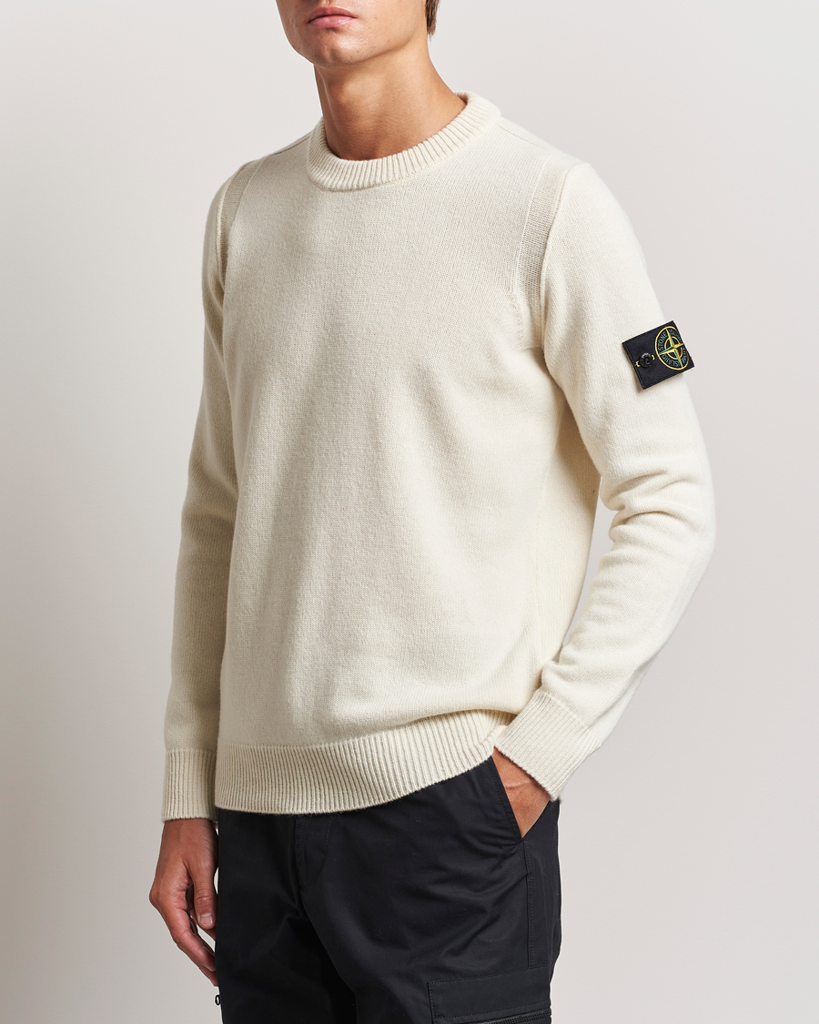 Herre |  | Stone Island | Knitted Lambwool Sweater Natural