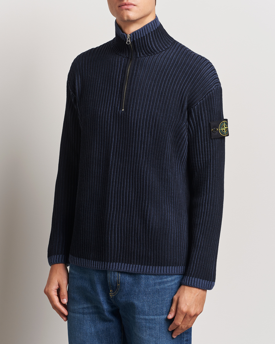 Herre | Half-zip | Stone Island | Full Rib Wool Half Zip Navy Blue