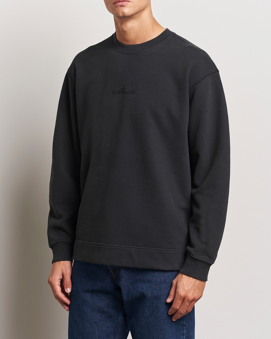 Herre | Nye varemærker | Stone Island | Garment Dyed Fleece Logo Sweatshirt Black