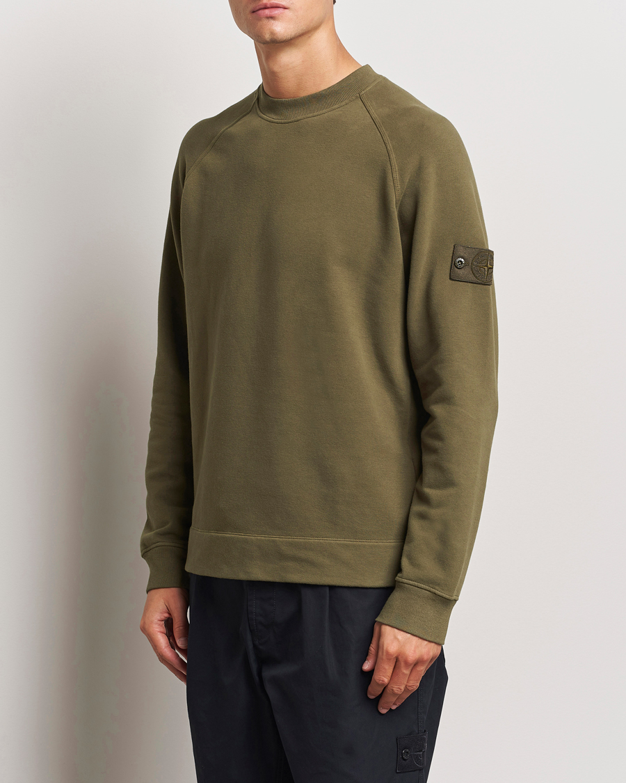 Herre | Nye varemærker | Stone Island | Ghost Organic Cotton Fleece Sweatshirt Military Green