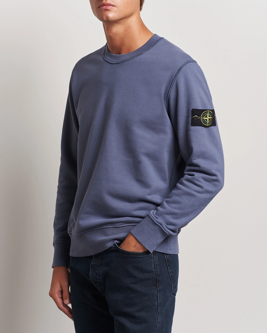 Herre | Luxury Classics | Stone Island | Garment Dyed Fleece Sweatshirt Mid Blue