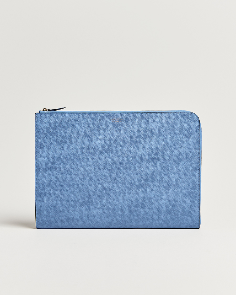 Herre | Smythson Panama Large Laptop Case Nile Blue | Smythson | Panama Large Laptop Case Nile Blue