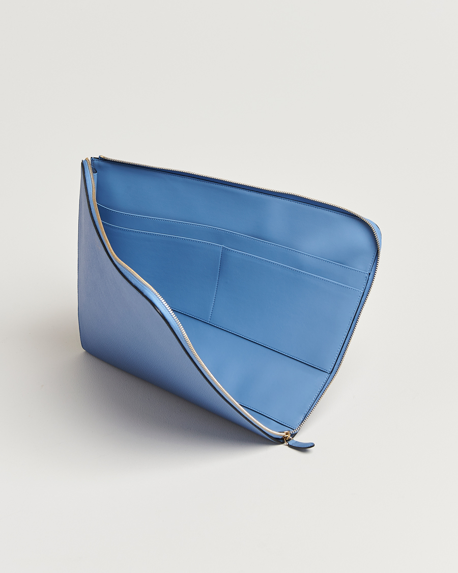 Herre | Smythson Panama Large Laptop Case Nile Blue | Smythson | Panama Large Laptop Case Nile Blue