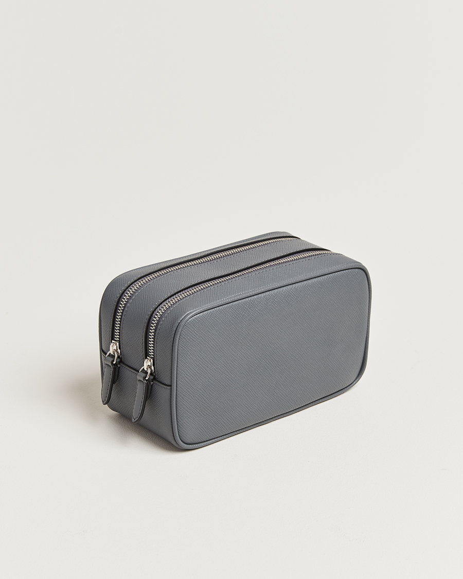 Herre |  | Smythson | Panama Double Zip Washbag Storm Grey