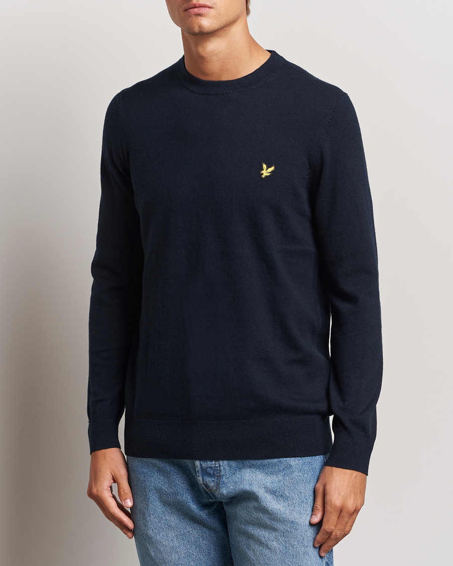 Herre |  | Lyle & Scott | Cotton/Merino Crew Neck Jumper Dark Navy