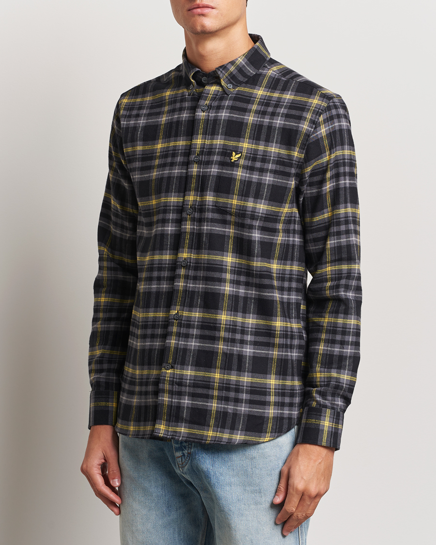 Herre |  | Lyle & Scott | Checked Flannel Shirt Jet Black