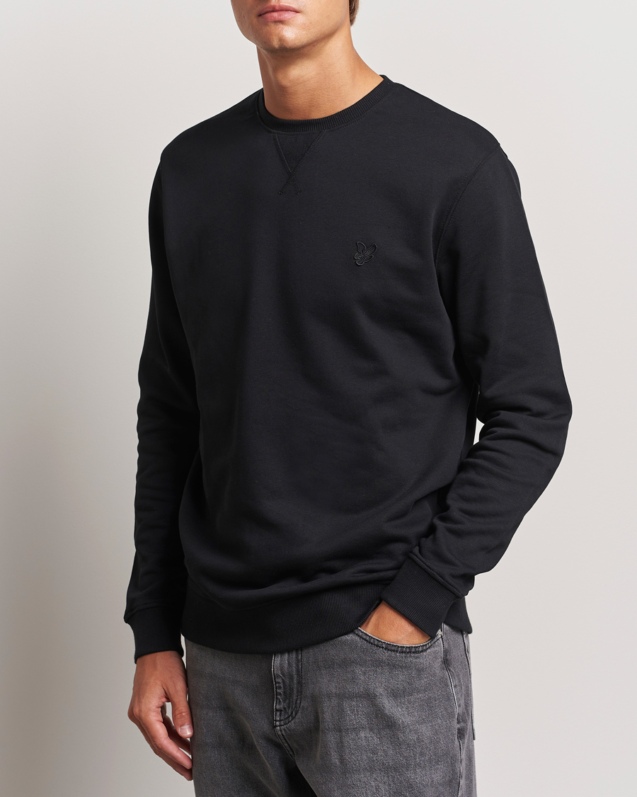 Herre |  | Lyle & Scott | Tonal Eagle Crew Neck Sweatshirt Jet Black