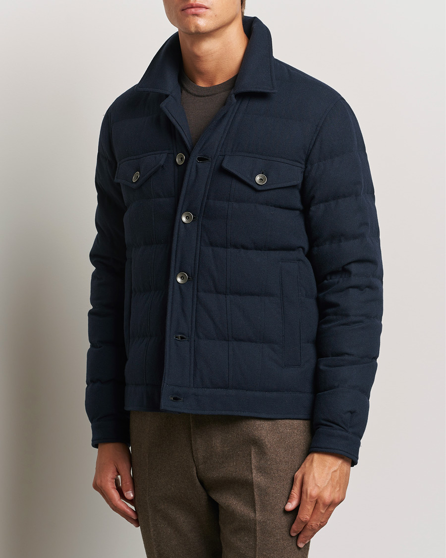 Herre |  | Herno | Cashmere Down Biker Jacket Navy