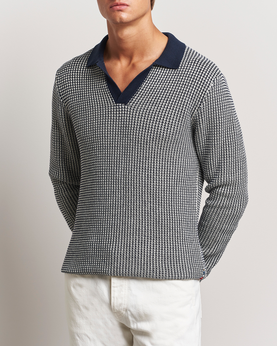 Herre |  | Orlebar Brown | Horton Long Sleeve Knited Poloshirt Night Iris/White