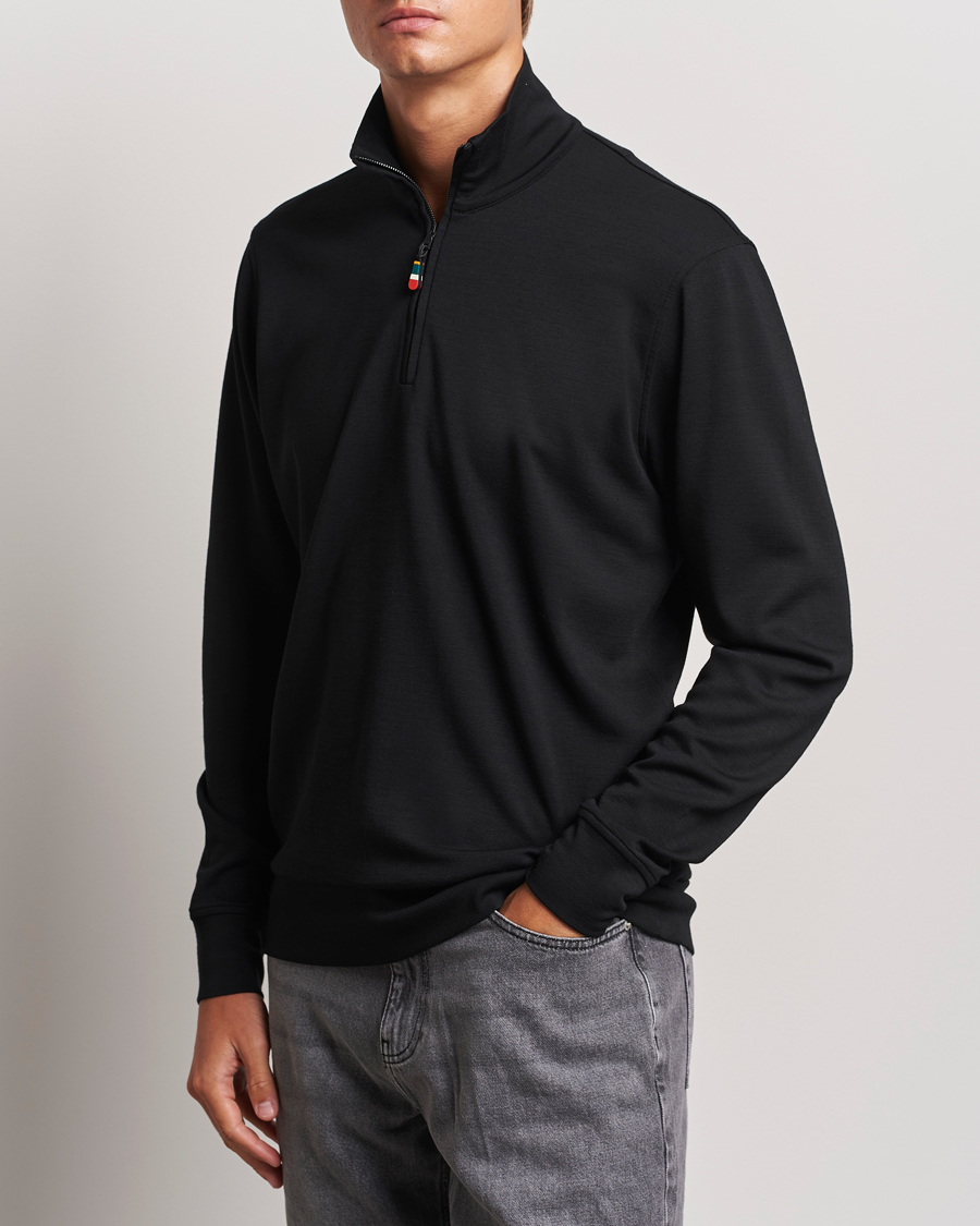 Herre | Best of British | Orlebar Brown | Isar Graphite Merino Half Zip Black