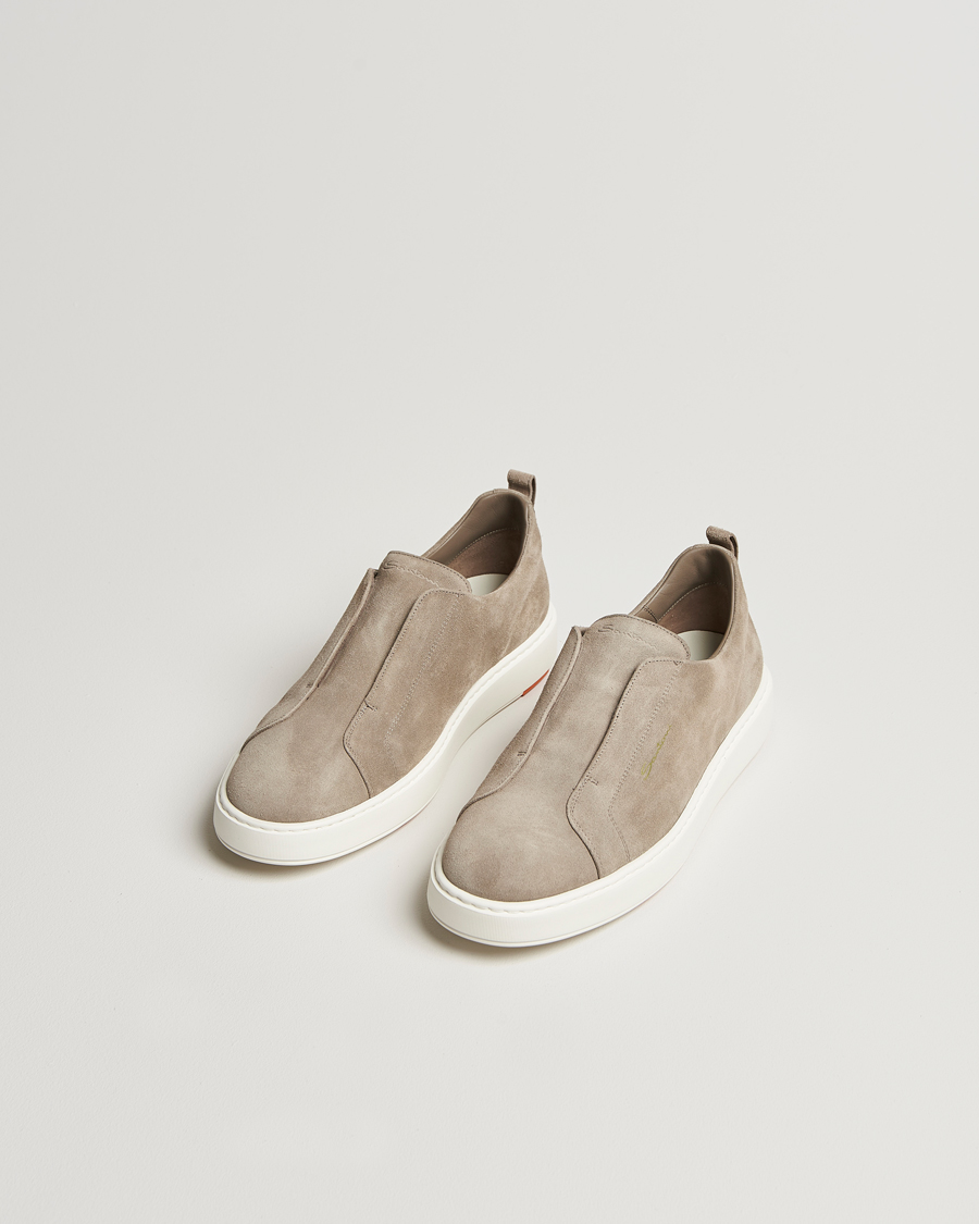 Herre |  | Santoni | Cleanic No Lace Sneaker Taupe Suede