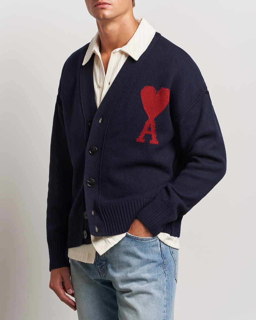 Herre |  | AMI | Big Heart Logo Cardigan Navy