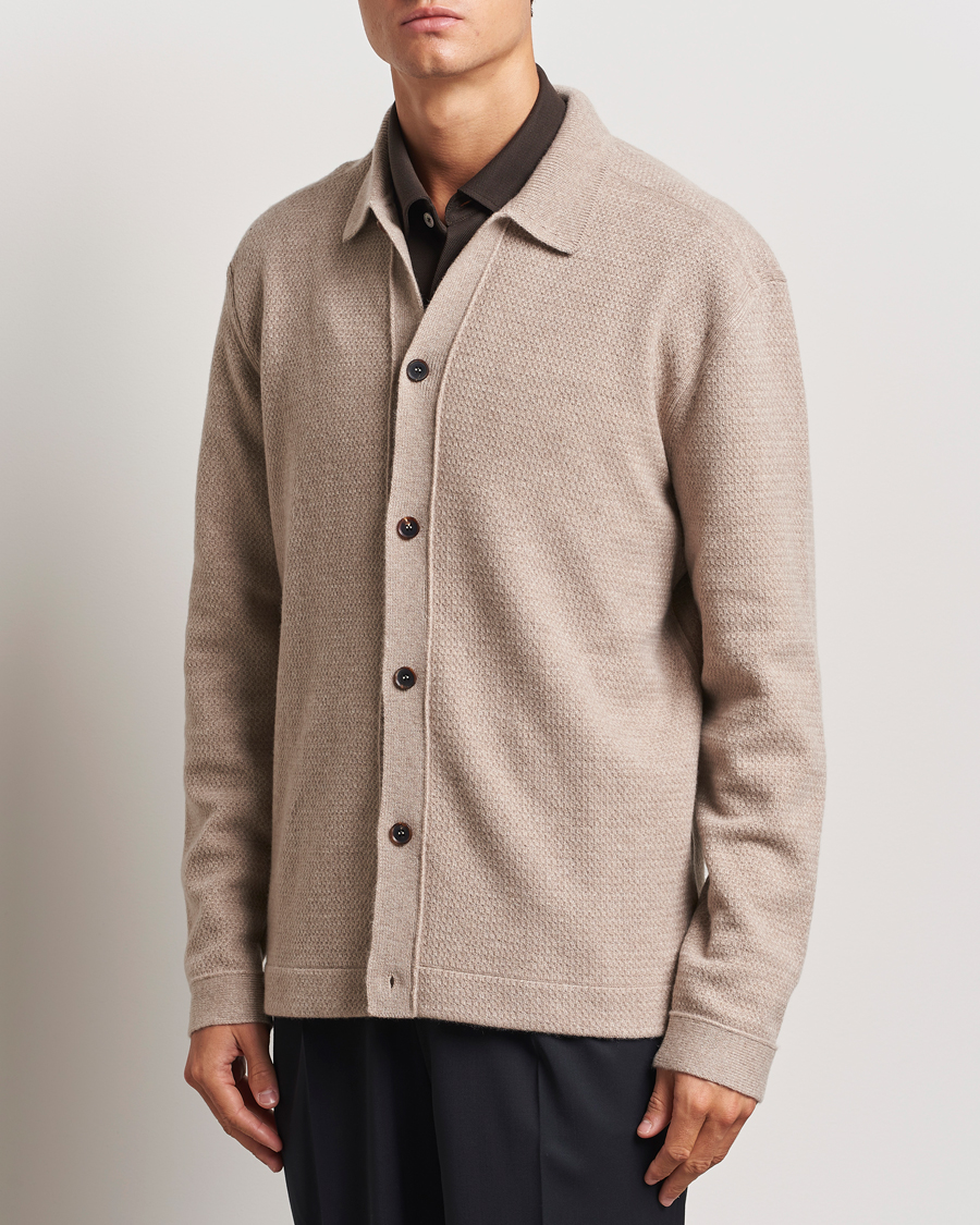 Herre |  | Zegna | Oasi Cashmere Collared Cardigan Beige