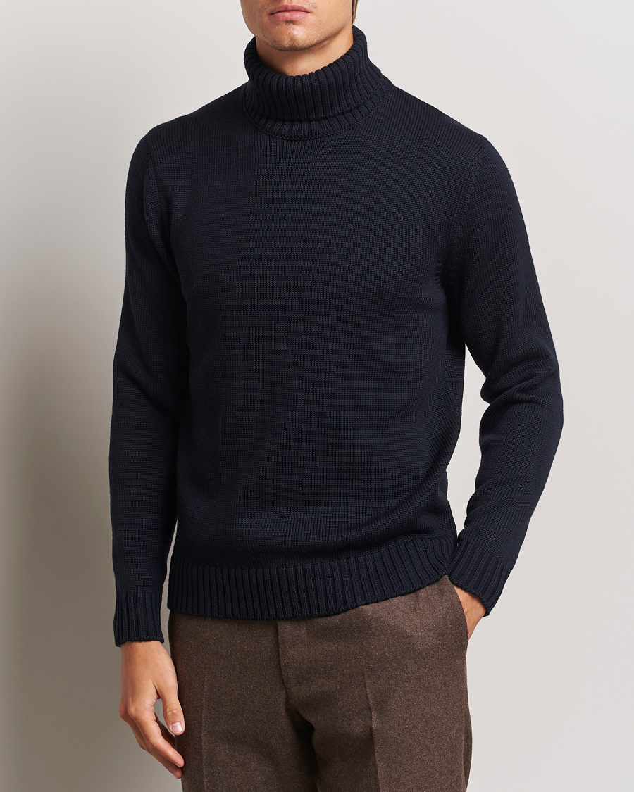 Herre | Italian Department | Zanone | Virgin Merino Wool Rollneck Navy