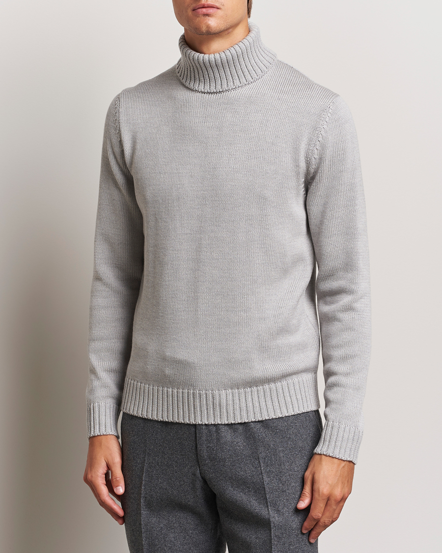 Herre | Italian Department | Zanone | Virgin Merino Wool Rollneck Light Grey