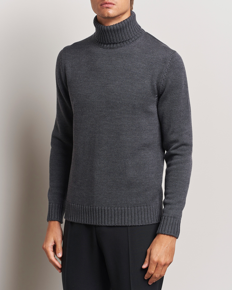 Herre | Trøjer | Zanone | Virgin Merino Wool Rollneck Grey Melange