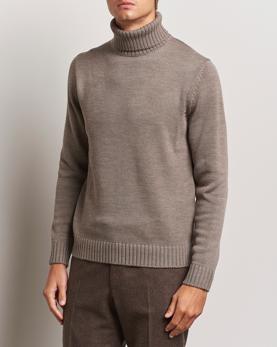 Herre | Italian Department | Zanone | Virgin Merino Wool Rollneck Taupe