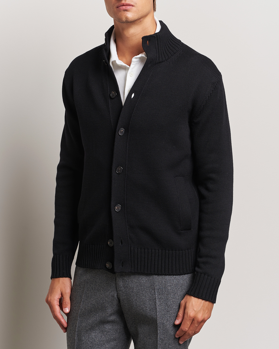 Herre |  | Zanone | Virgin Merino Wool Chioto Cardigan Black