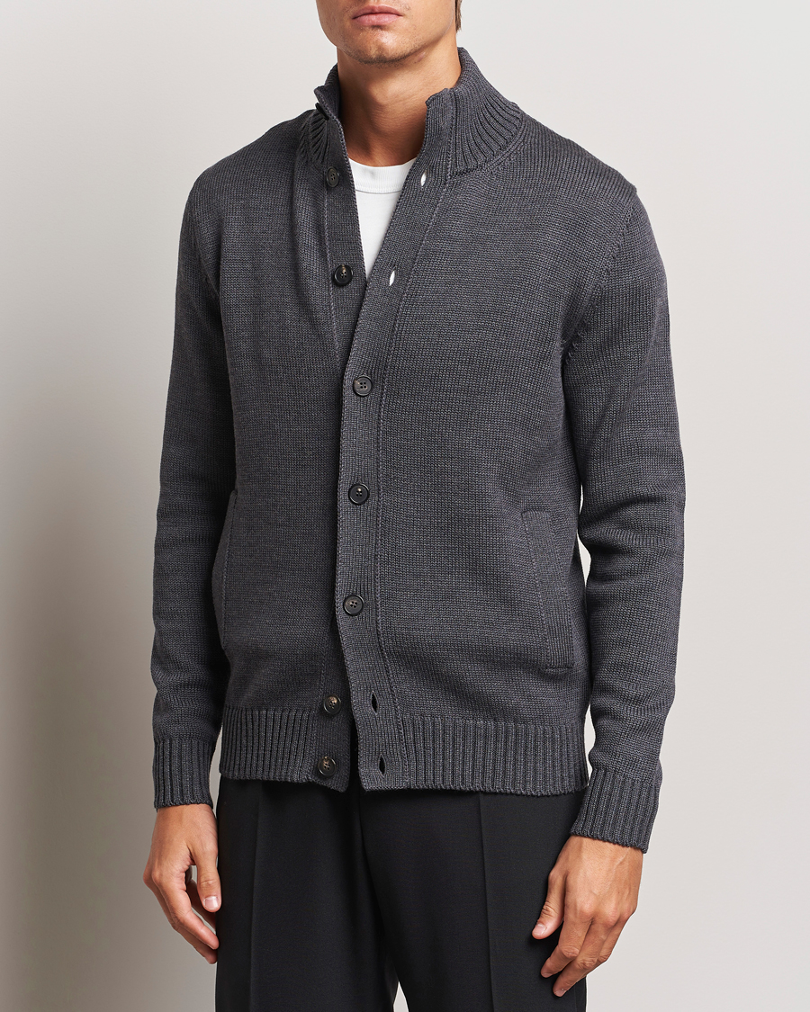 Herre |  | Zanone | Virgin Merino Wool Chioto Cardigan Grey Melange