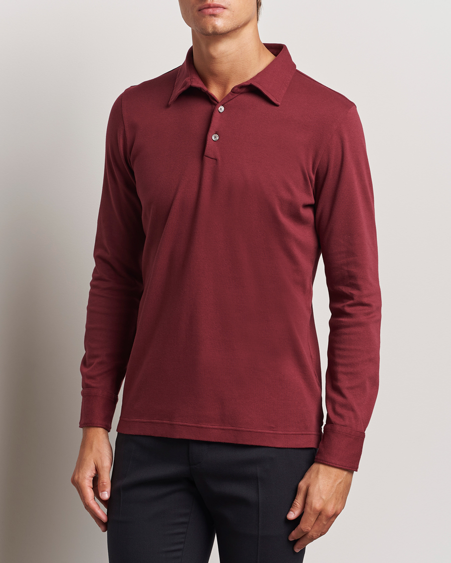 Herre | Polotrøjer | Zanone | Heavy Jersey Long Sleeve Polo Bordeaux