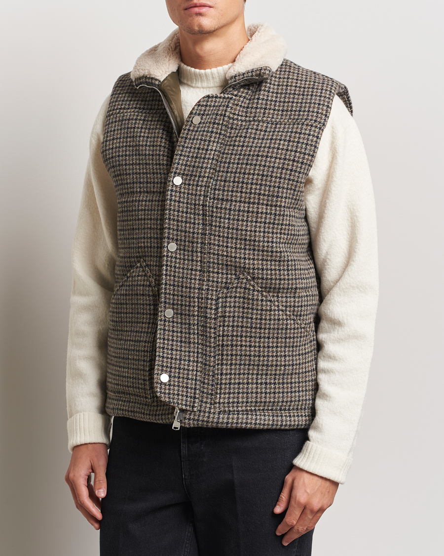 Herre |  | Valstar | Shearling Collar Down Vest Grey Houndstooth