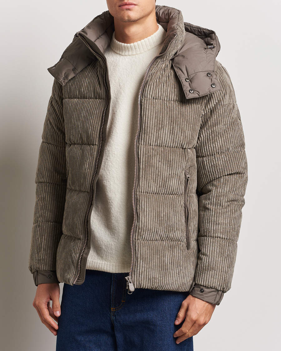 Herre |  | Save The Duck | Albus Cord Padded Puffer Jacket Mud Grey