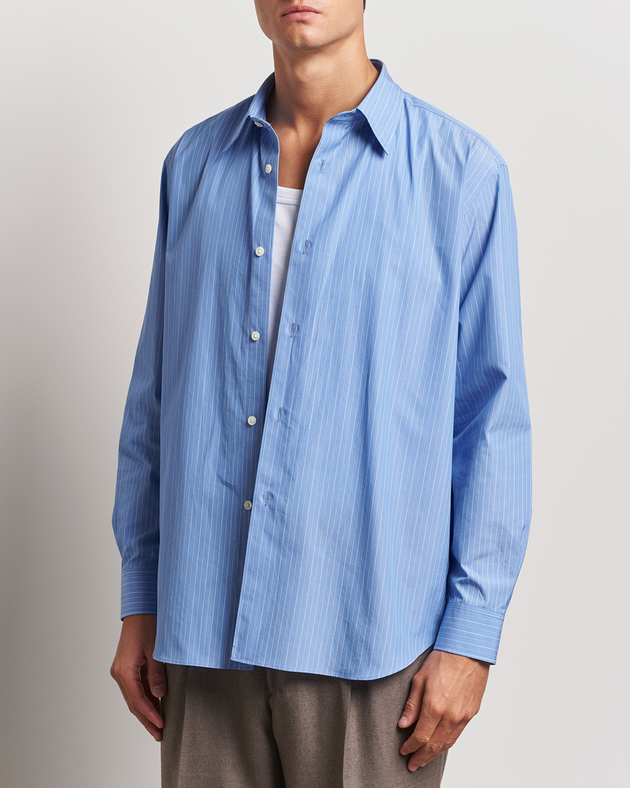 Herre |  | Auralee | Suvin Cloth Striped Shirt Sax Blue