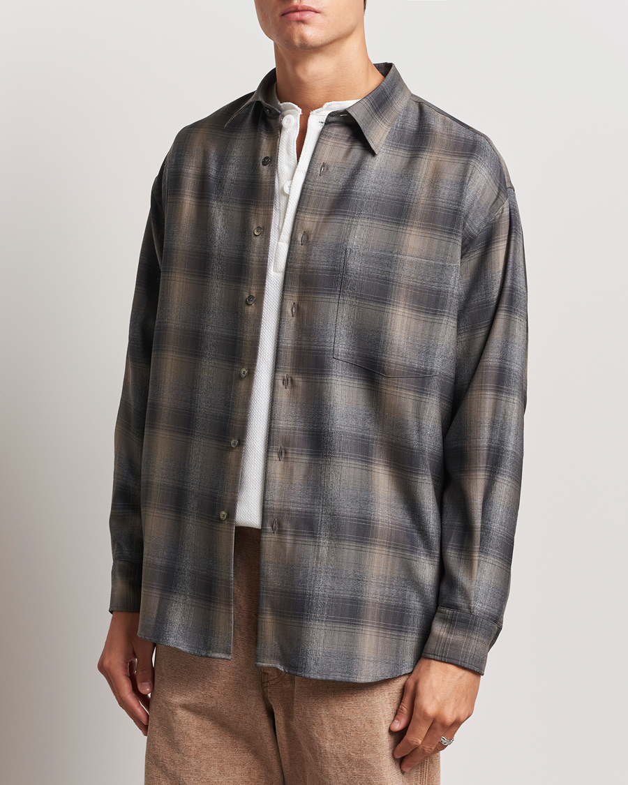 Herre |  | Auralee | Superlight Wool Shirt Charcoal Check