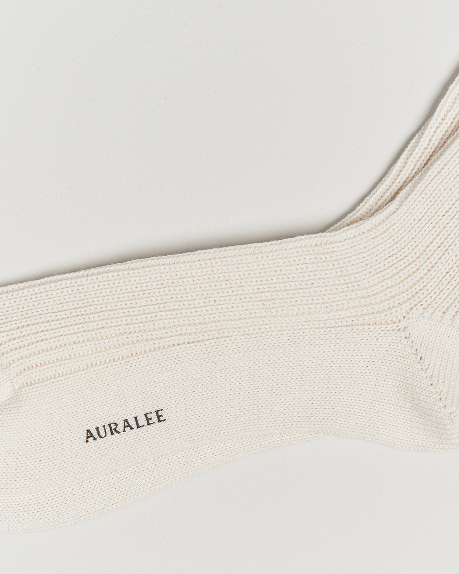 Herre |  | Auralee | Cotton/Cashmere Socks Ivory