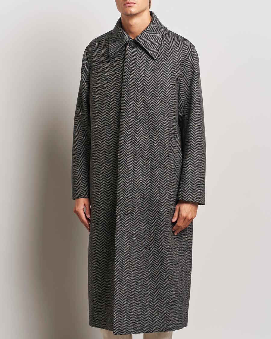 Herre | Efterårsjakker | Sunflower | Herringbone Wool Coat Antracite