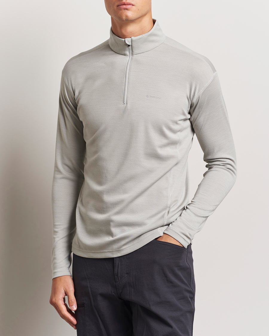 Herre |  | Snow Peak | Wool Blend Half Zip T-Shirt Icegrey