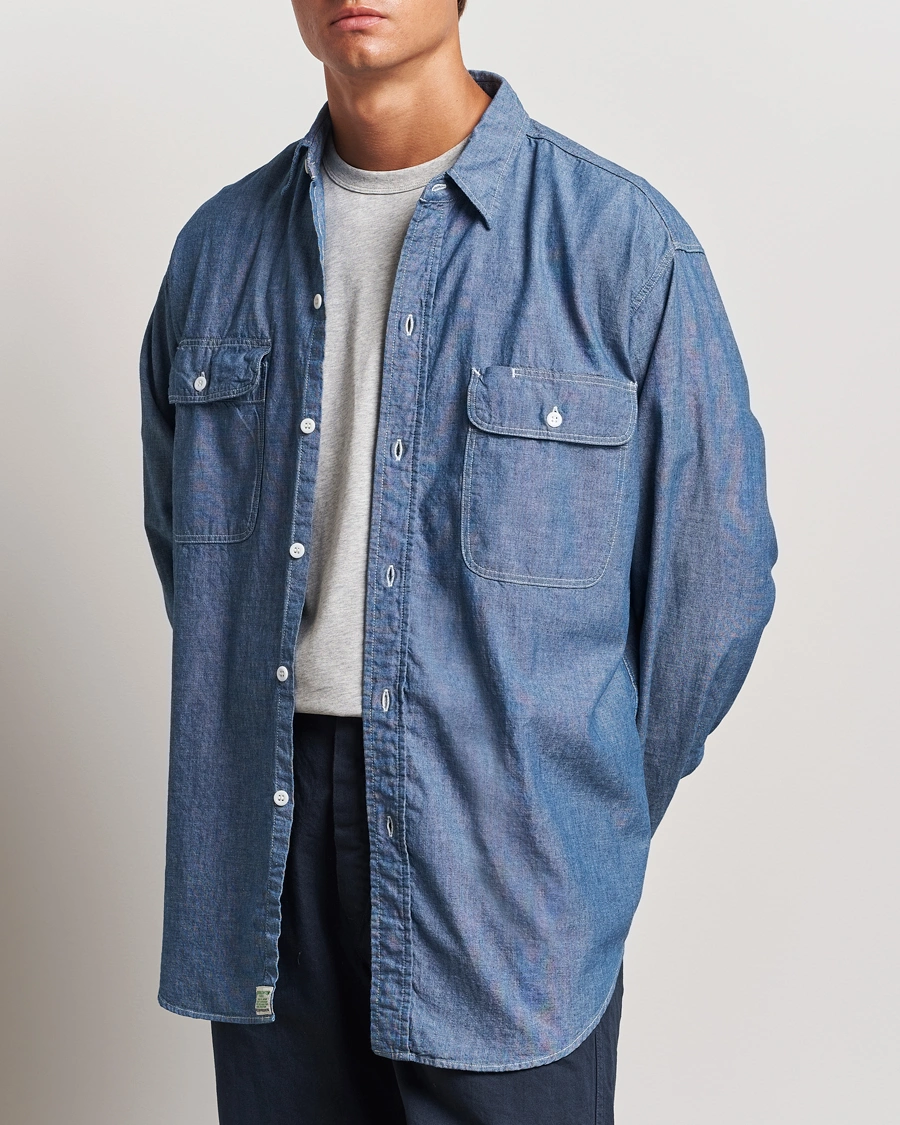Herre | Nyheder | orSlow | Chambray Work Shirt Blue