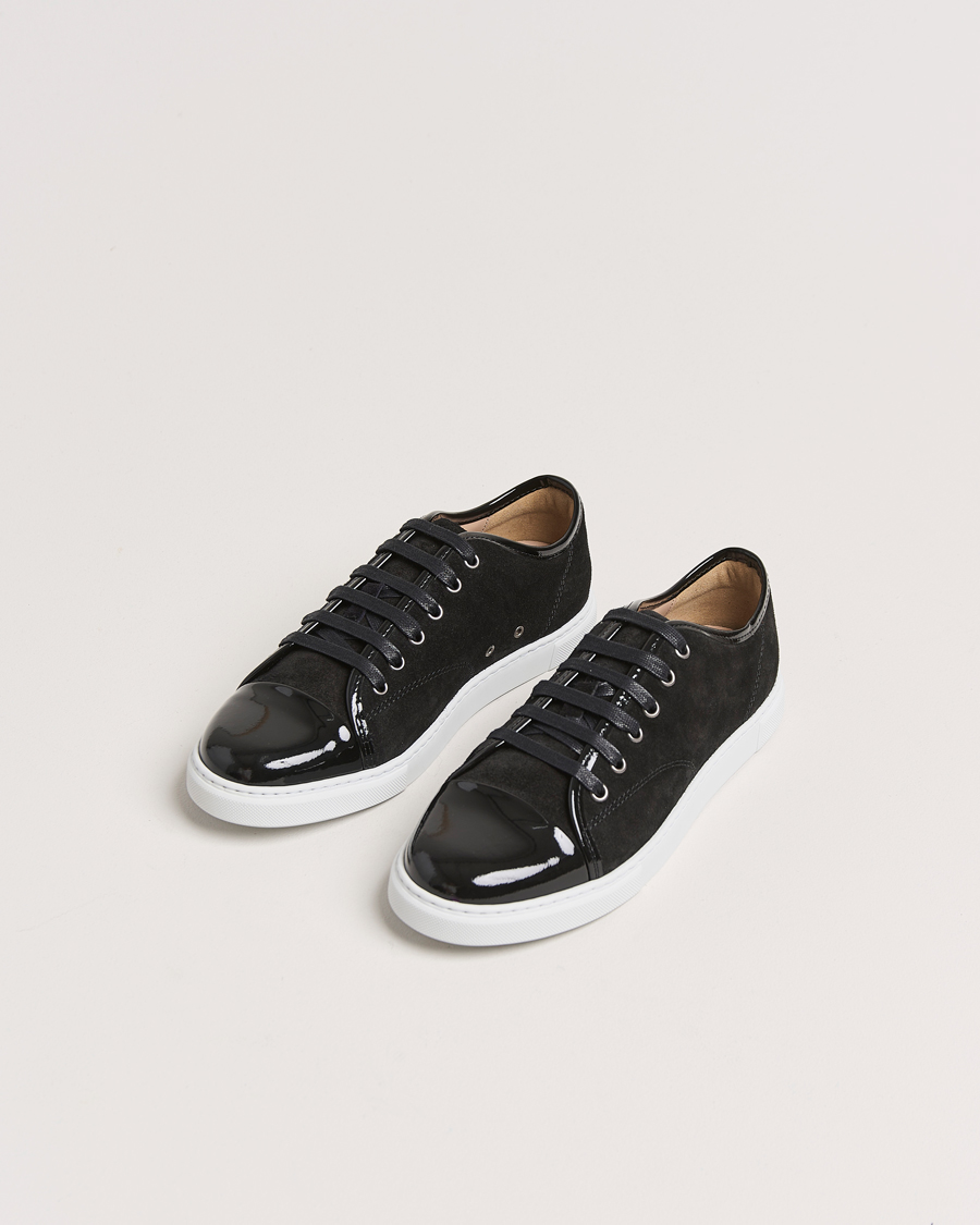 Herre |  | Lanvin | Womens Patent Cap Toe Sneaker Black