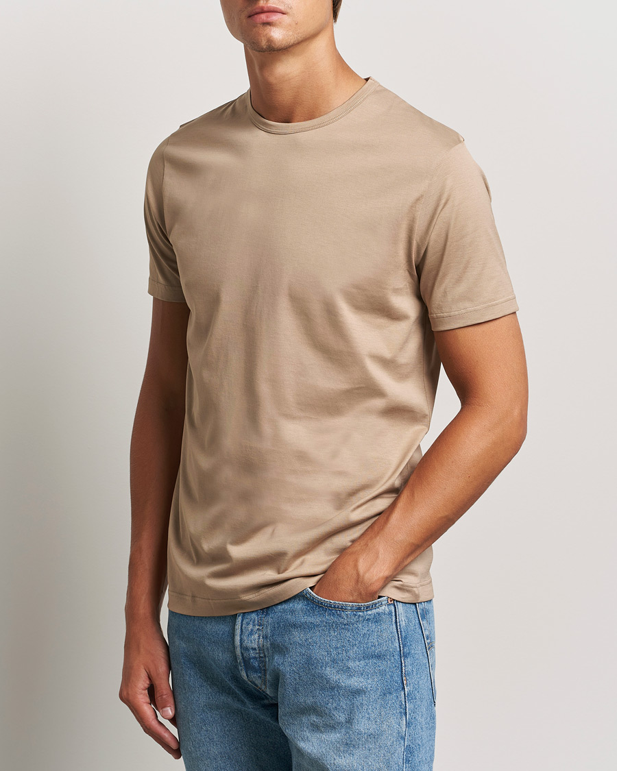 Herre |  | Sunspel | Crew Neck Cotton Tee Sandstone