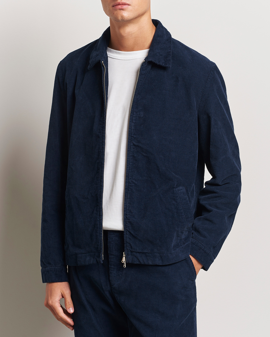 Herre |  | Sunspel | Corduroy Harrington Jacket Navy